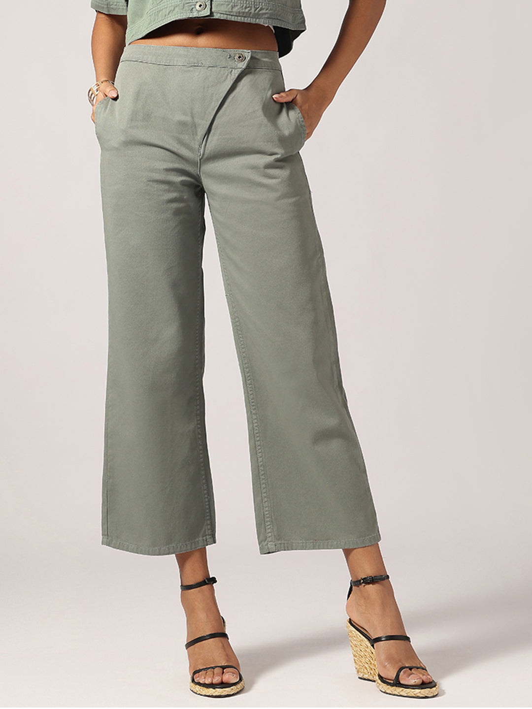 Matt Green Ankle Length Denim Jeans
