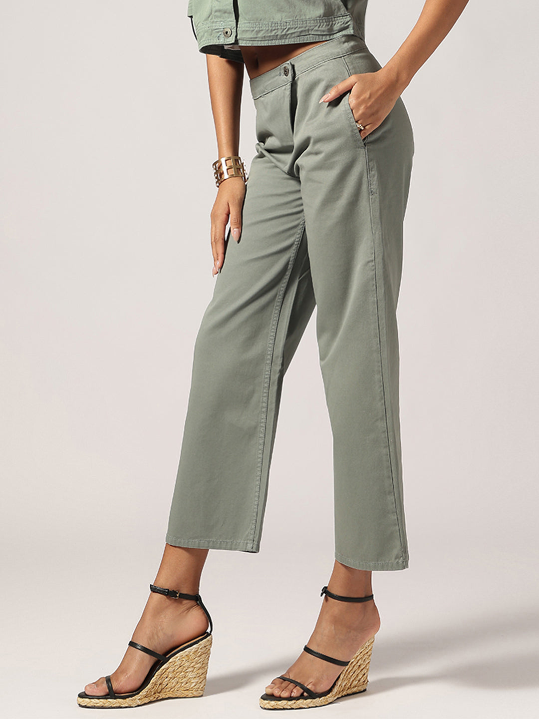 Matt Green Ankle Length Denim Jeans