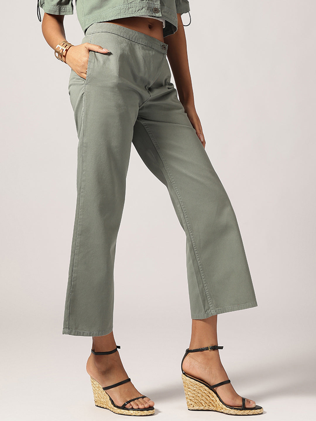 Matt Green Ankle Length Denim Jeans