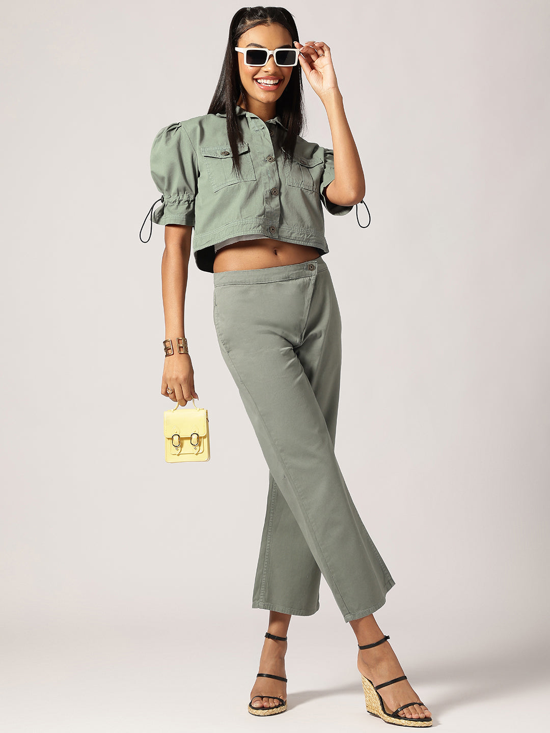 Matt Green Ankle Length Denim Jeans