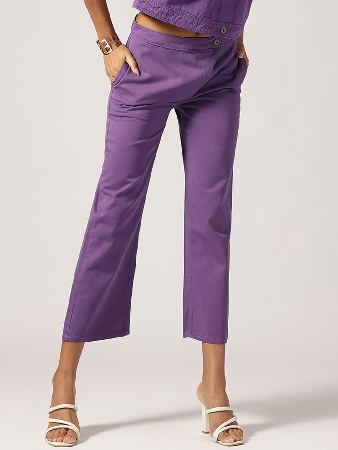 Purple Ankle Length Denim Jeans