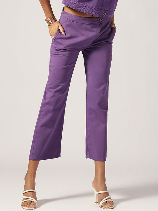 Purple Ankle Length Denim Jeans