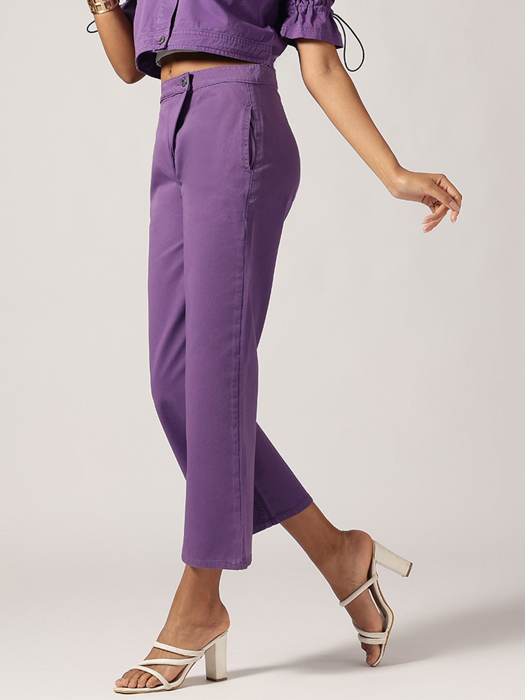 Purple Ankle Length Denim Jeans