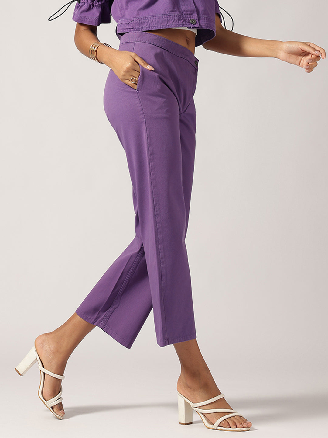 Purple Ankle Length Denim Jeans