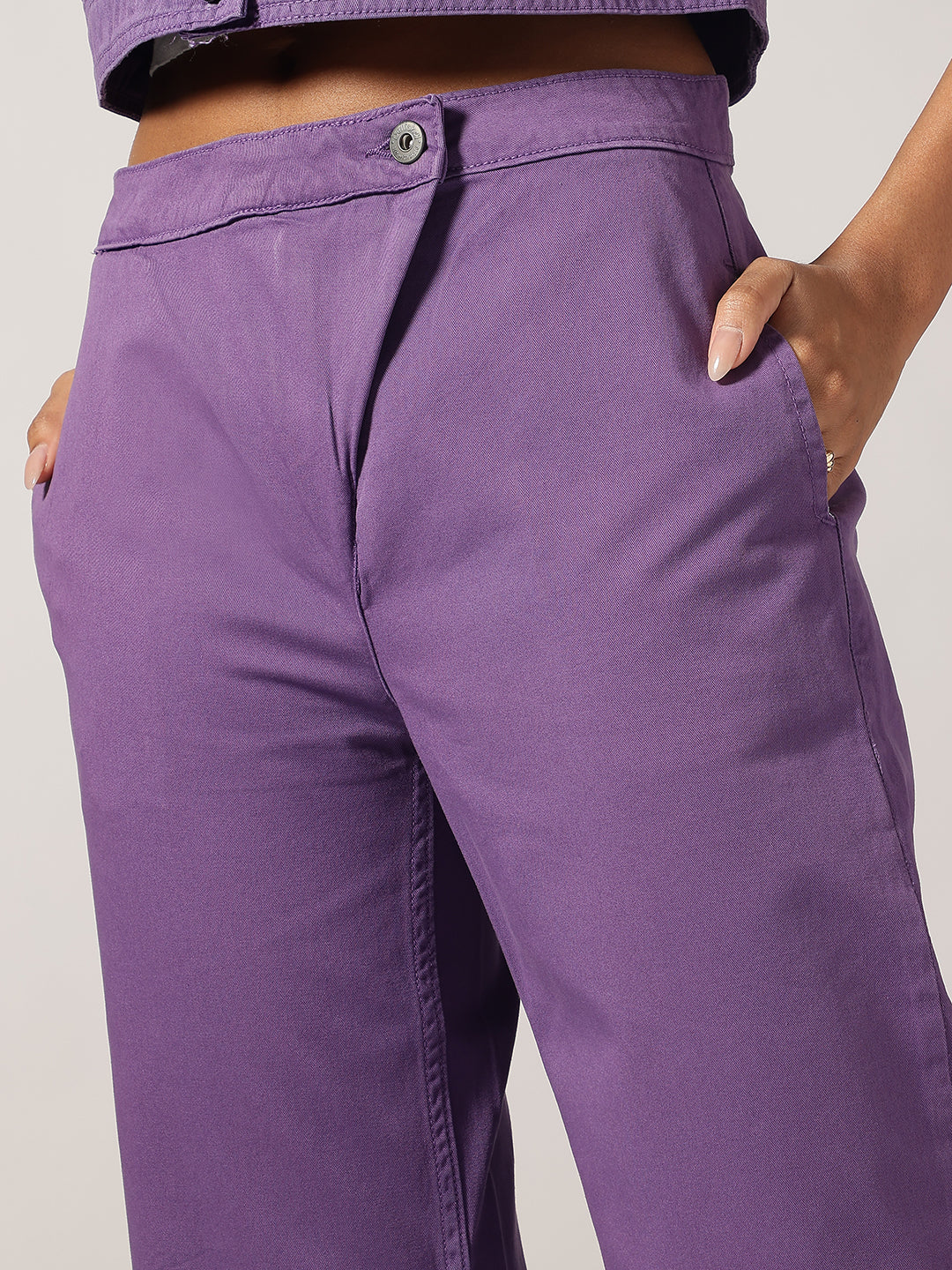 Purple Ankle Length Denim Jeans