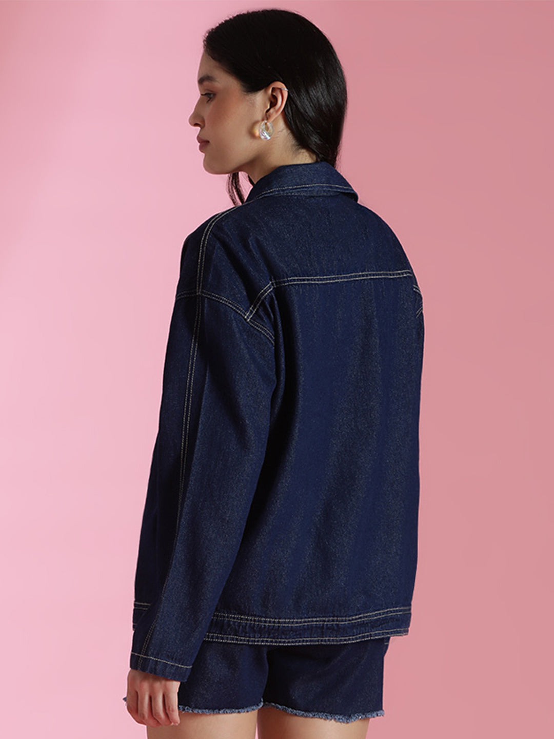 Dark Blue Denim Oversized Shirts