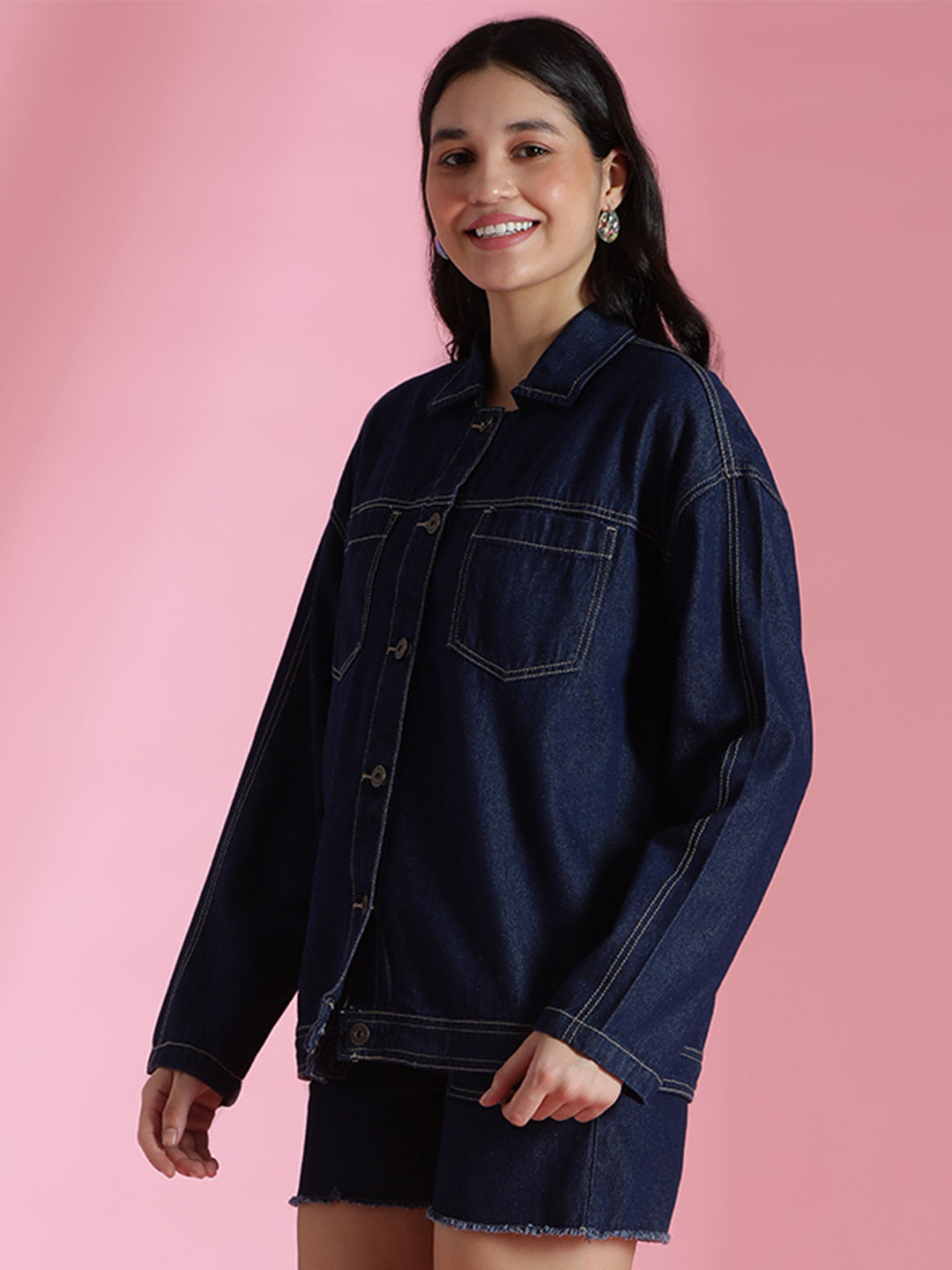 Dark Blue Denim Oversized Shirts