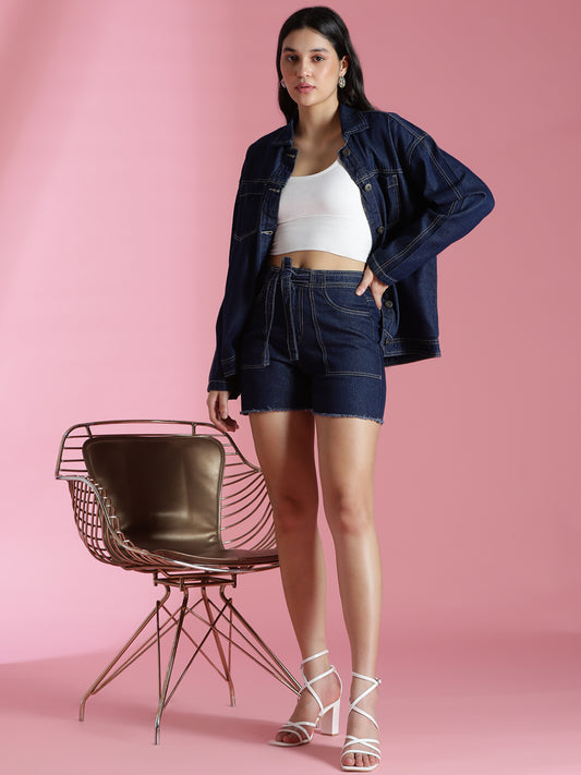 Dark Blue Denim Mini Shorts