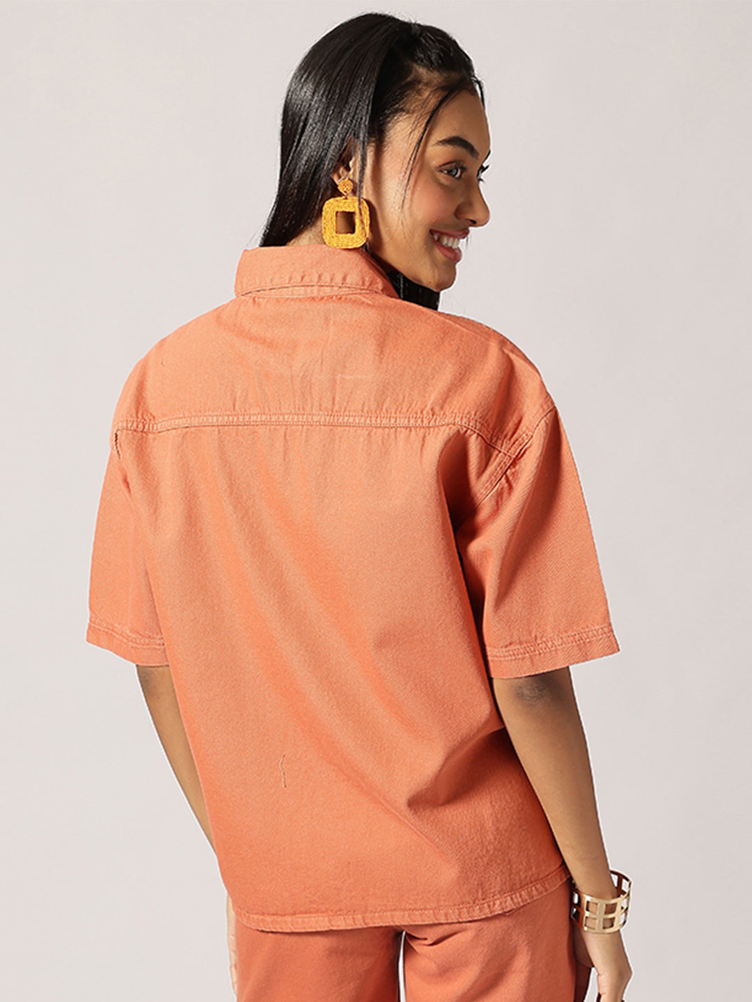 Orange Denim Oversized Shirts