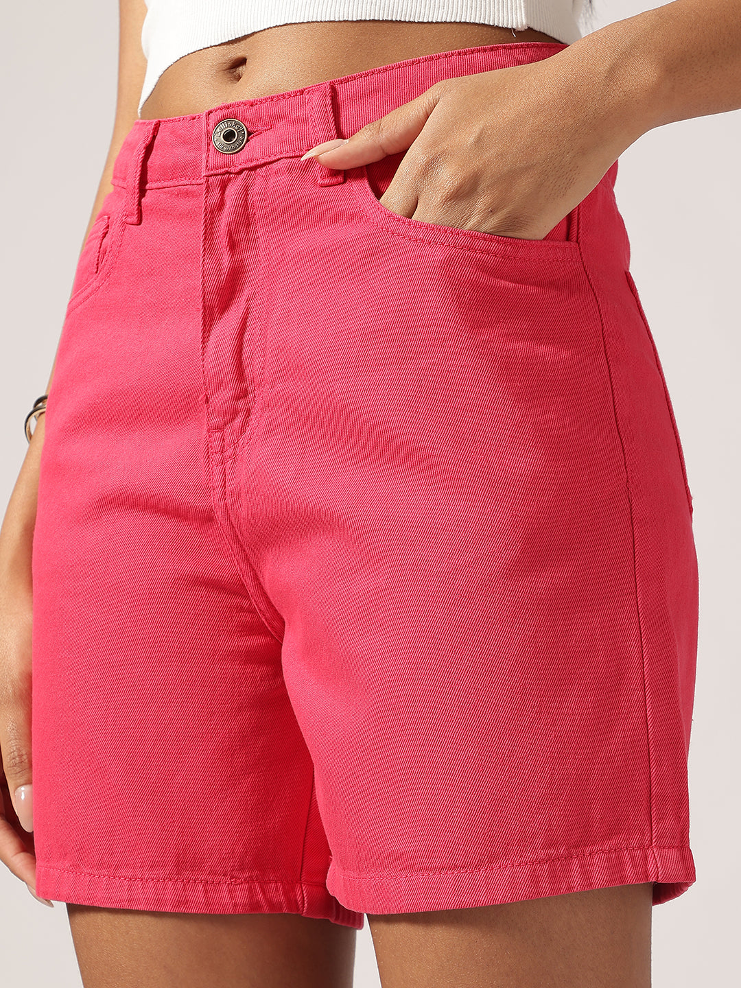 Pink Denim Mini Shorts