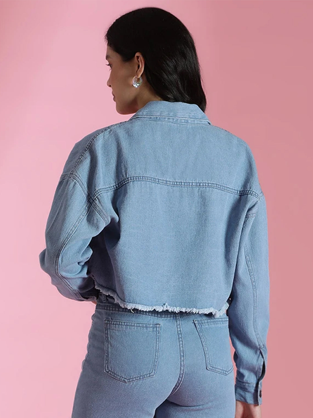 Light Blue Cropped Denim Jacket
