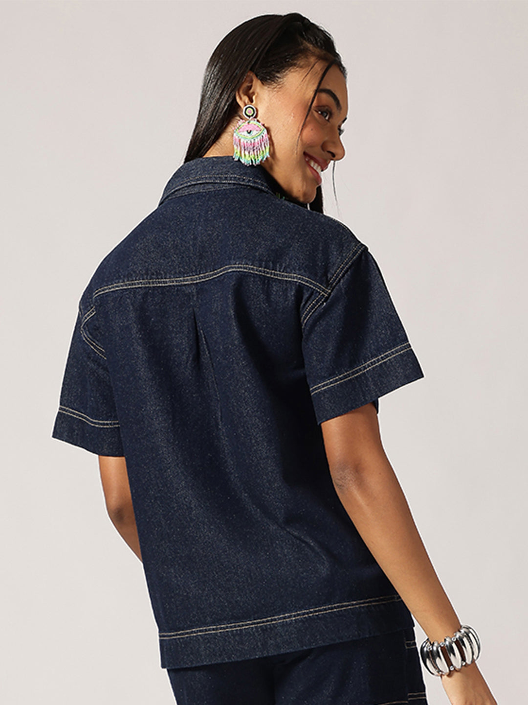 Dark Blue Denim Regular Top