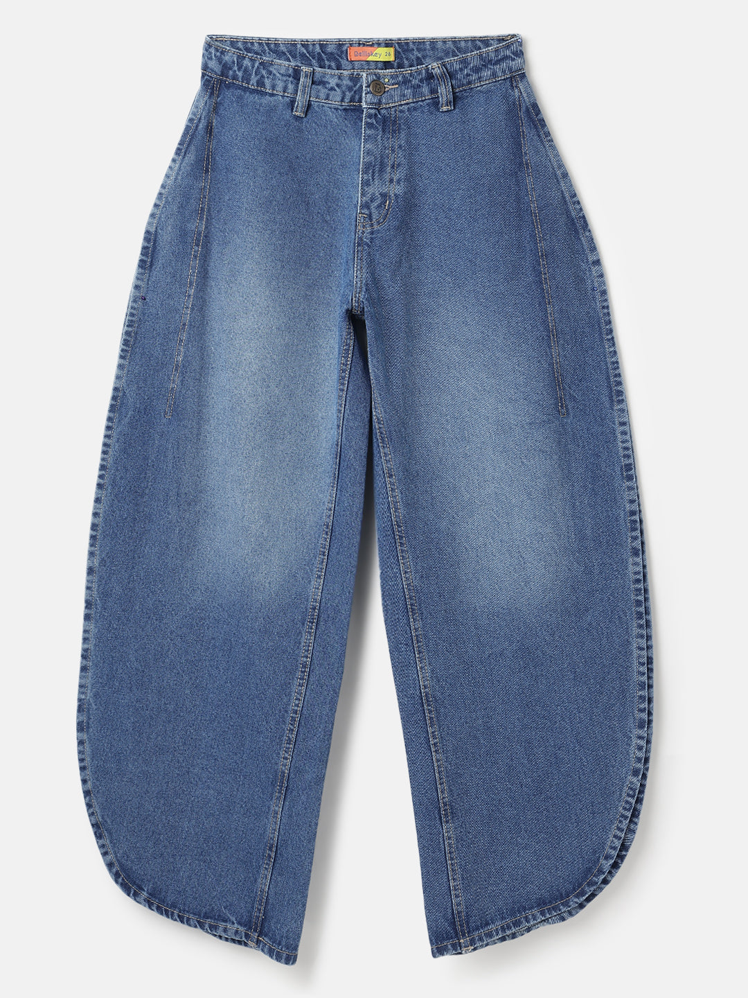 Light Blue Slit Cut Relaxed Fit Denim Jeans