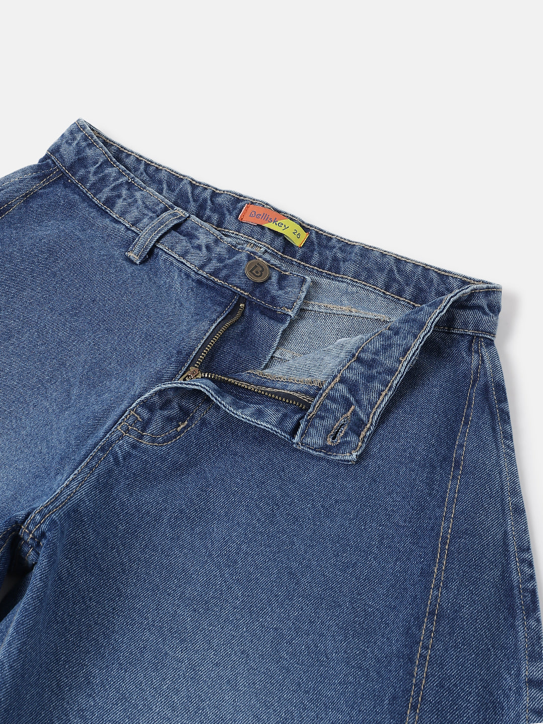 Light Blue Slit Cut Relaxed Fit Denim Jeans
