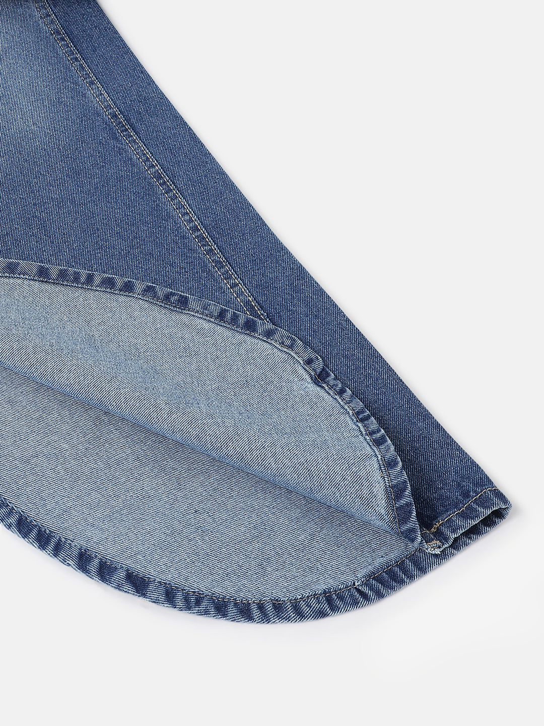 Light Blue Slit Cut Relaxed Fit Denim Jeans