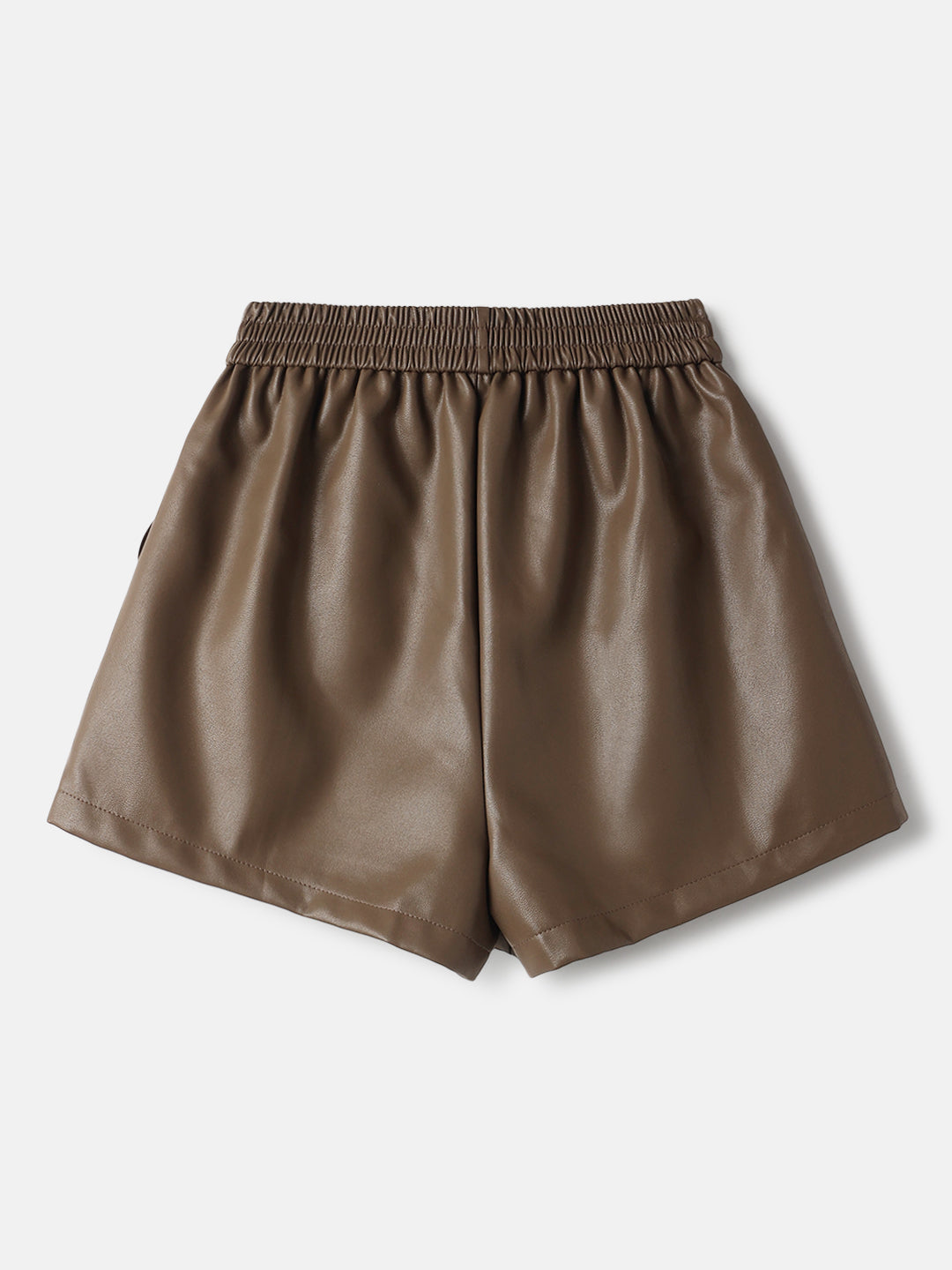 Brown Faux Leather Mini Shorts