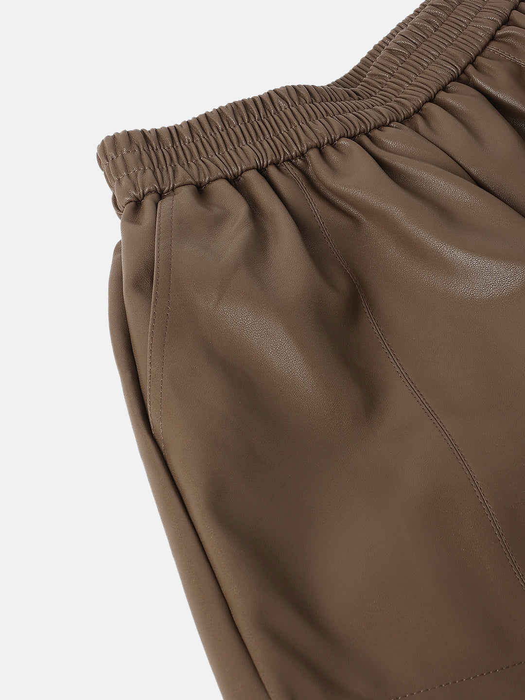 Brown Faux Leather Mini Shorts