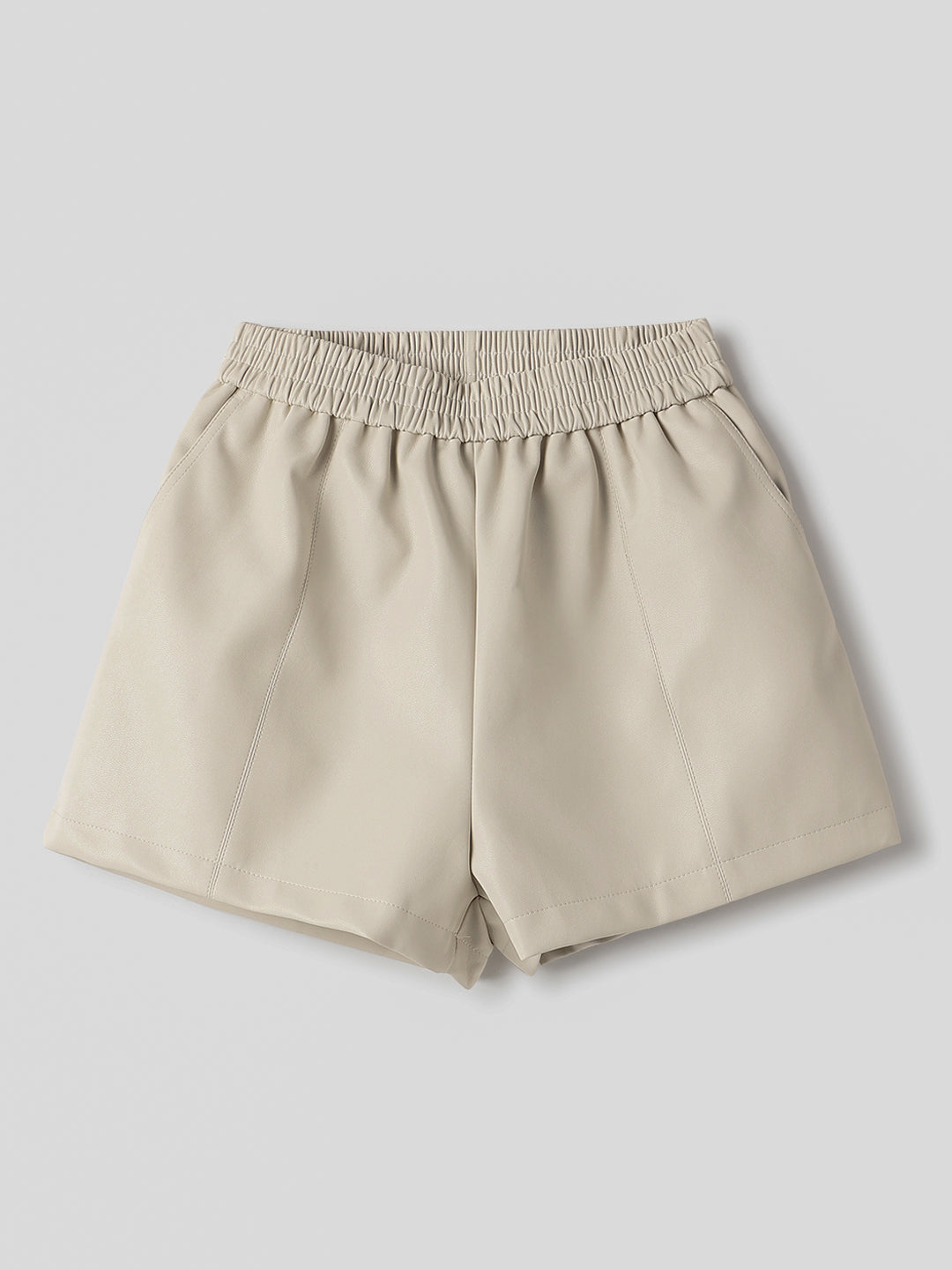 Off White Faux Leather Mini Shorts