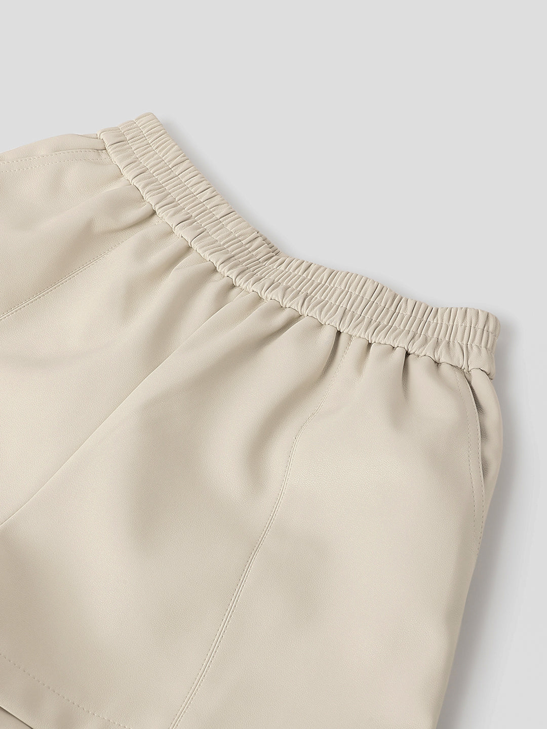 Off White Faux Leather Mini Shorts