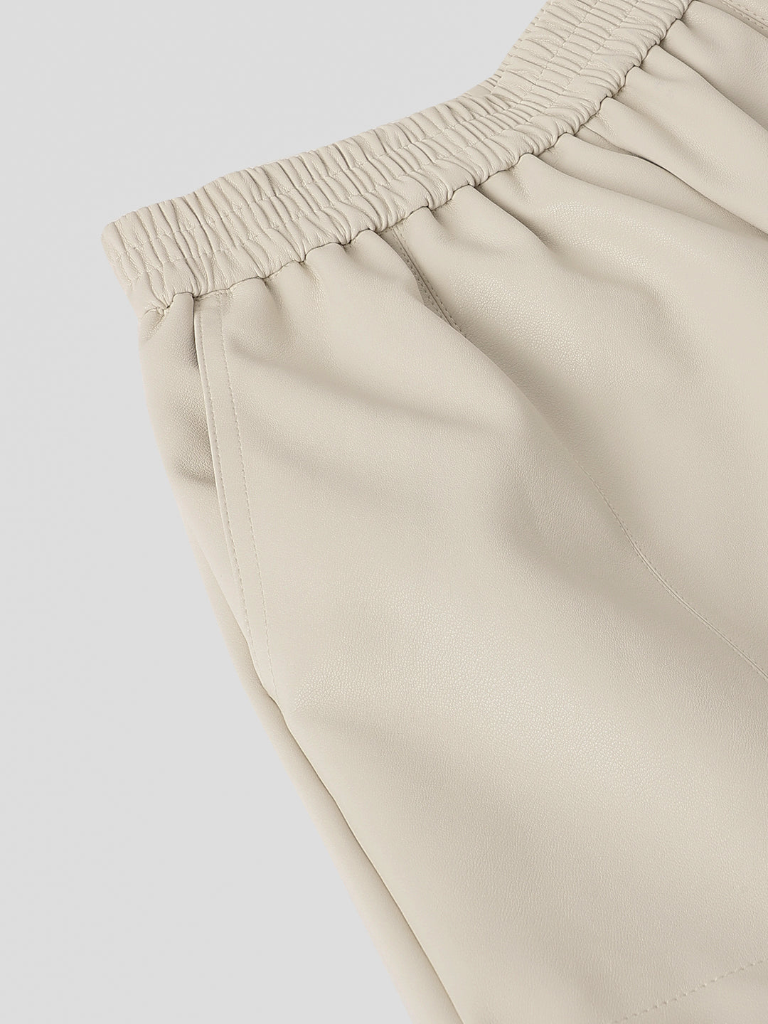Off White Faux Leather Mini Shorts