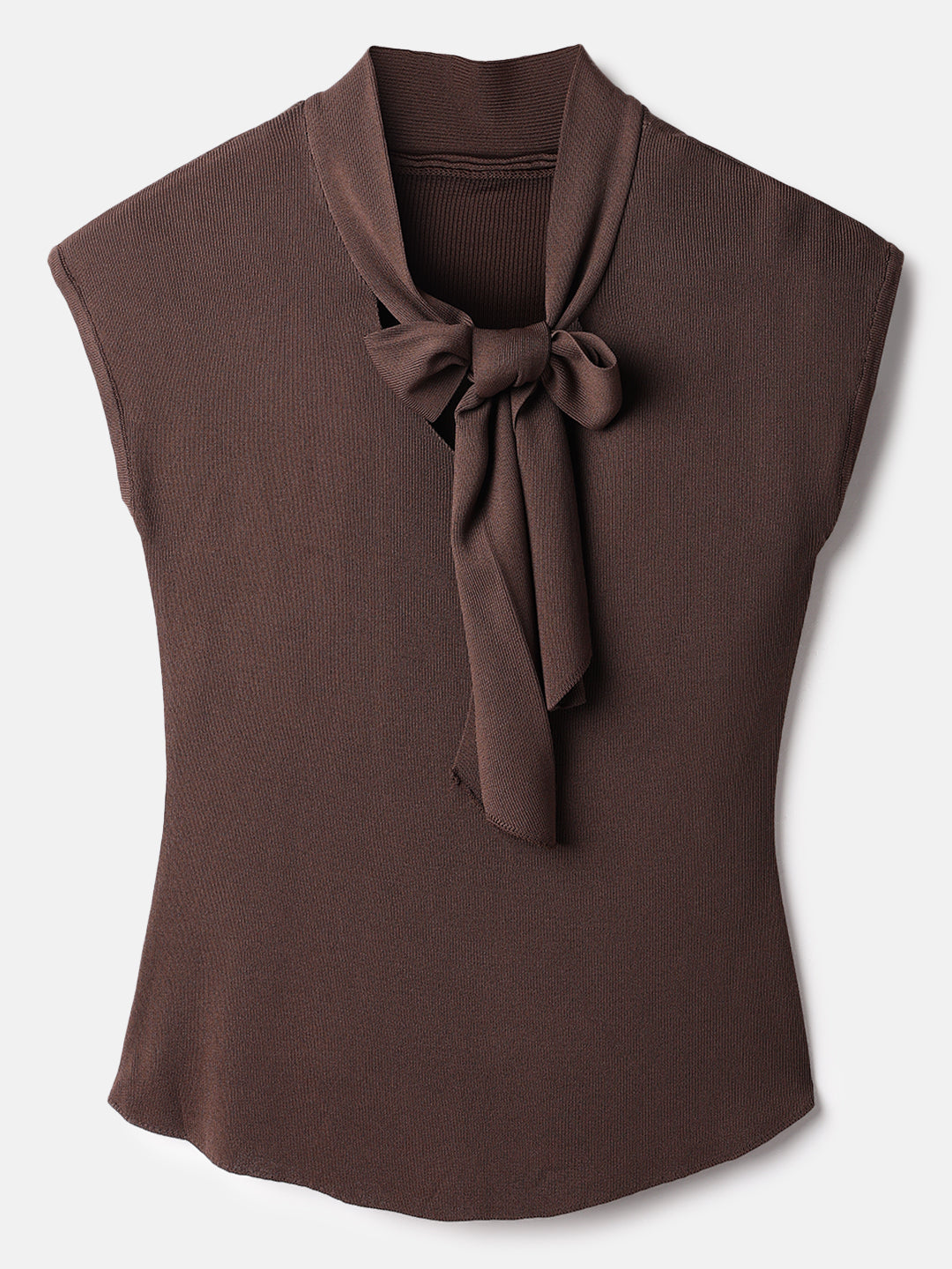 Brown Polyester Sleeveless Top