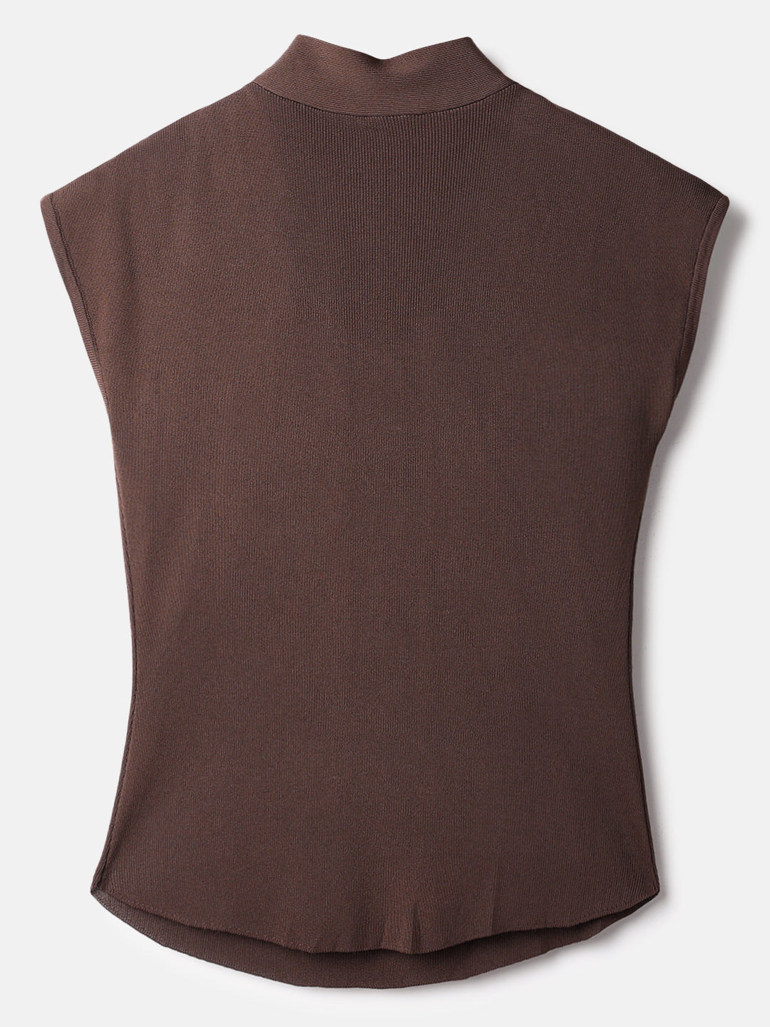 Brown Polyester Sleeveless Top