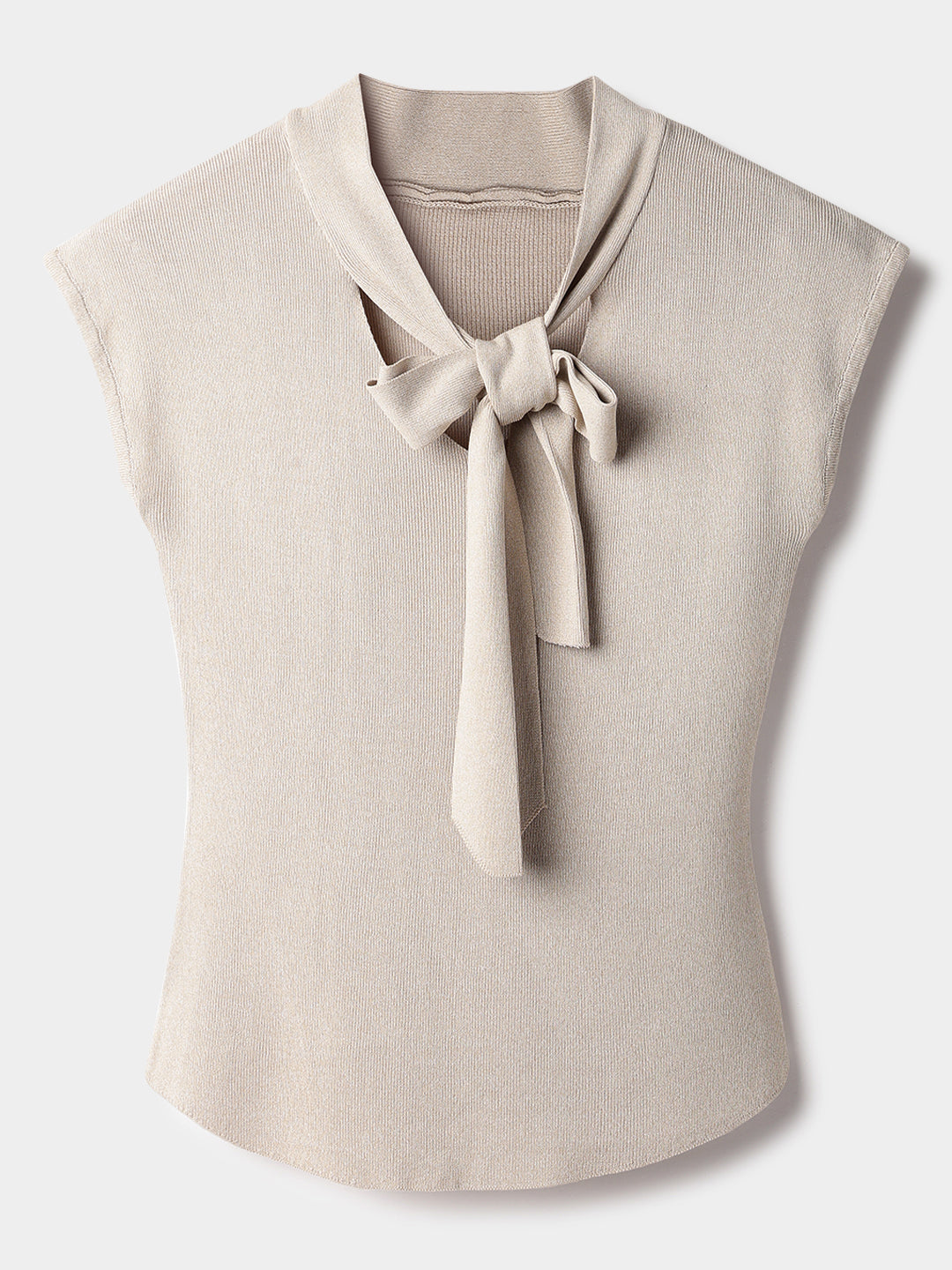 Beige Polyester Sleeveless Top