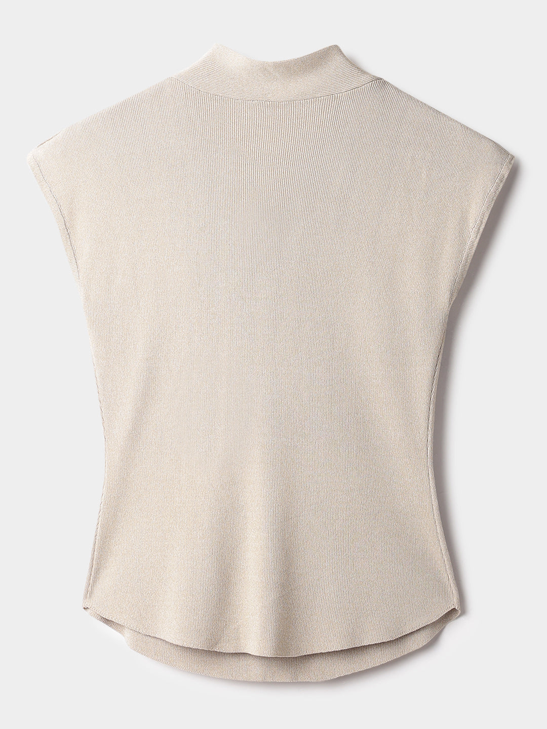 Beige Polyester Sleeveless Top