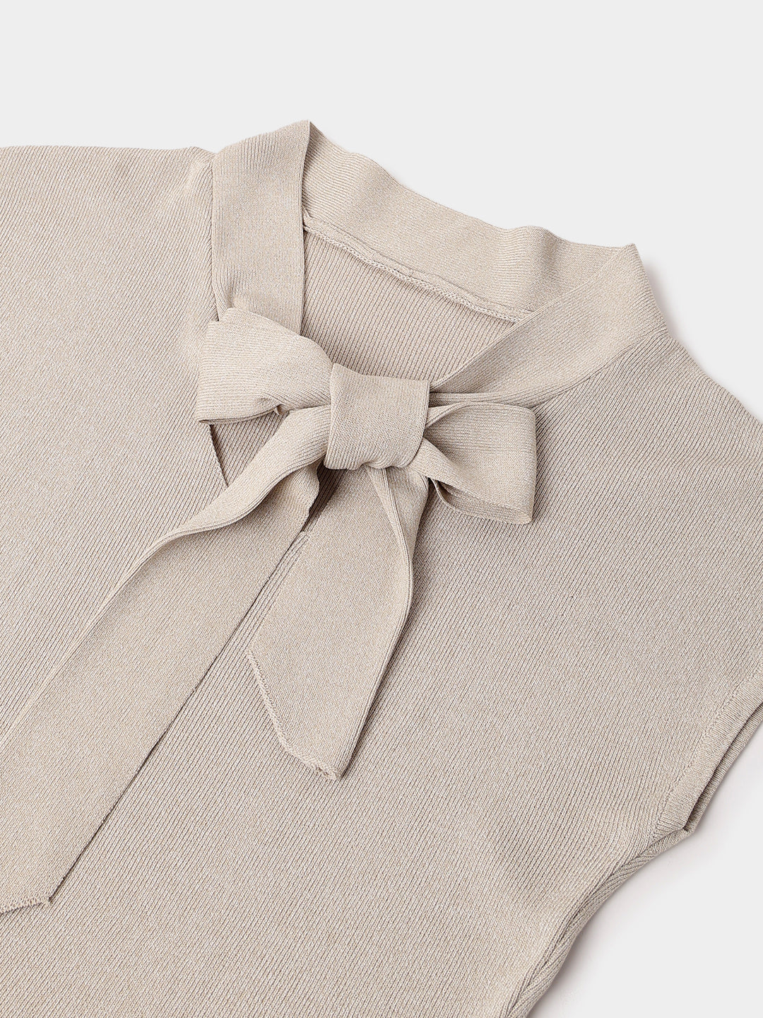 Beige Polyester Sleeveless Top
