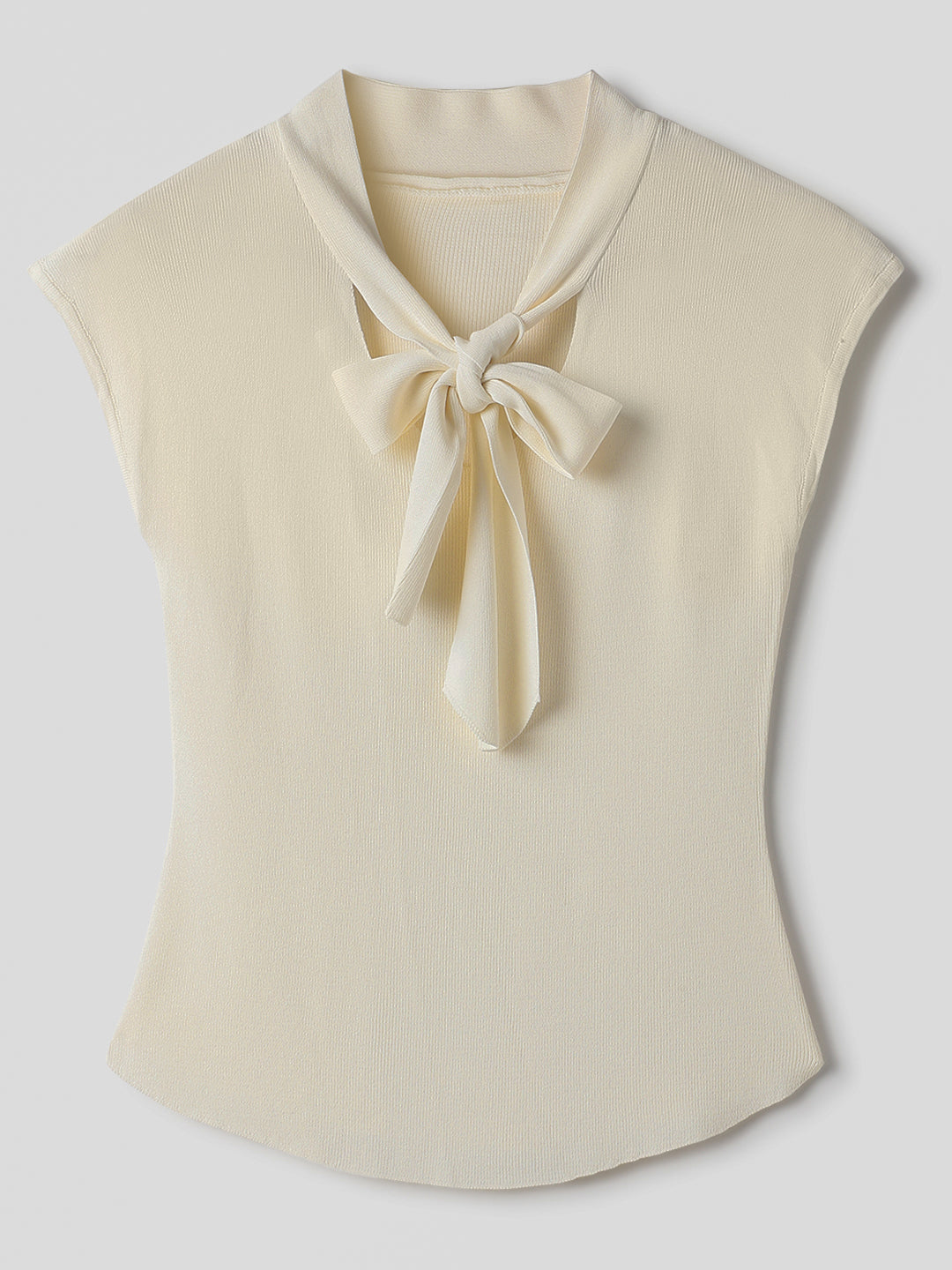 Cream Polyester Sleeveless Top