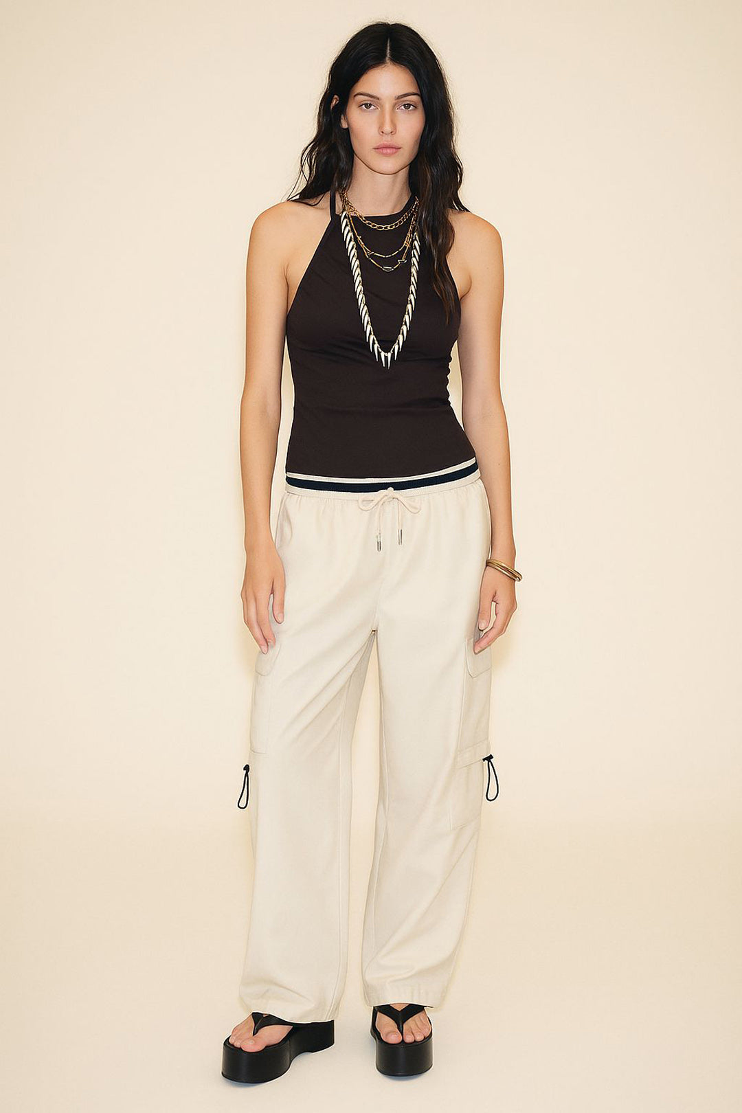 Cream Cargo Trouser Pant