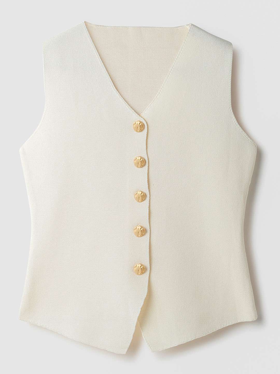 Cream Polyester Sleeveless Top
