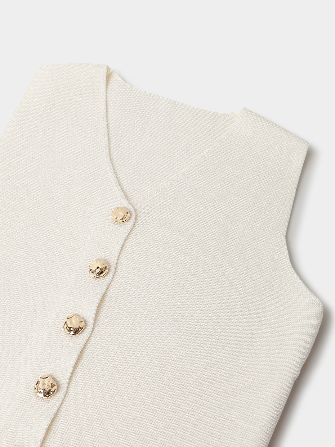Cream Polyester Sleeveless Top
