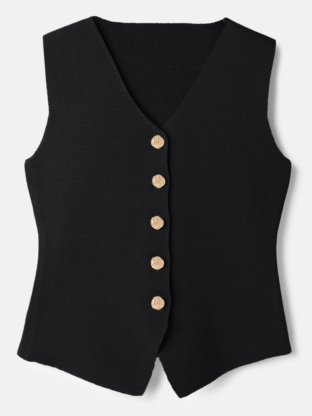 Black Polyester Sleeveless Top