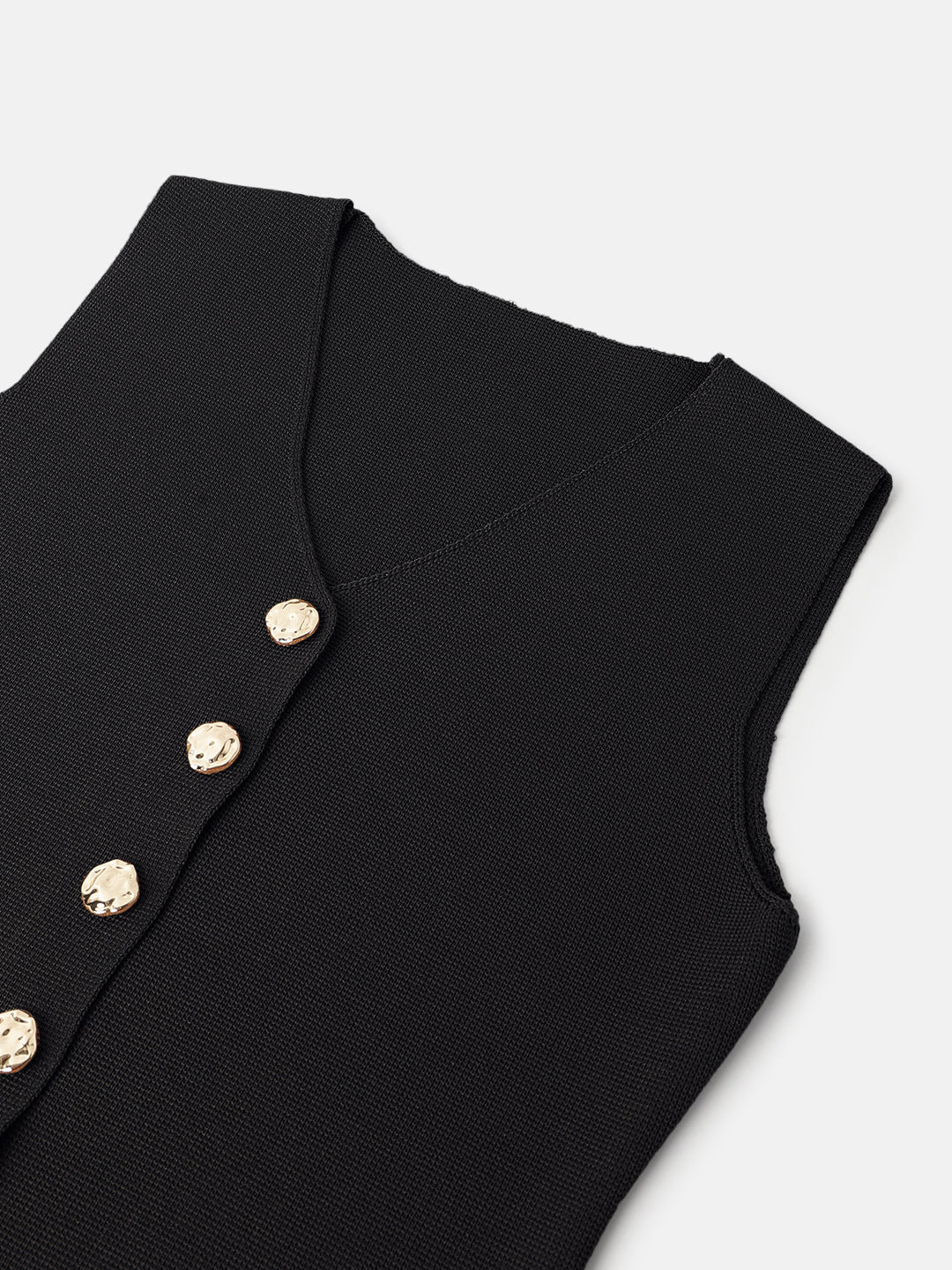 Black Polyester Sleeveless Top