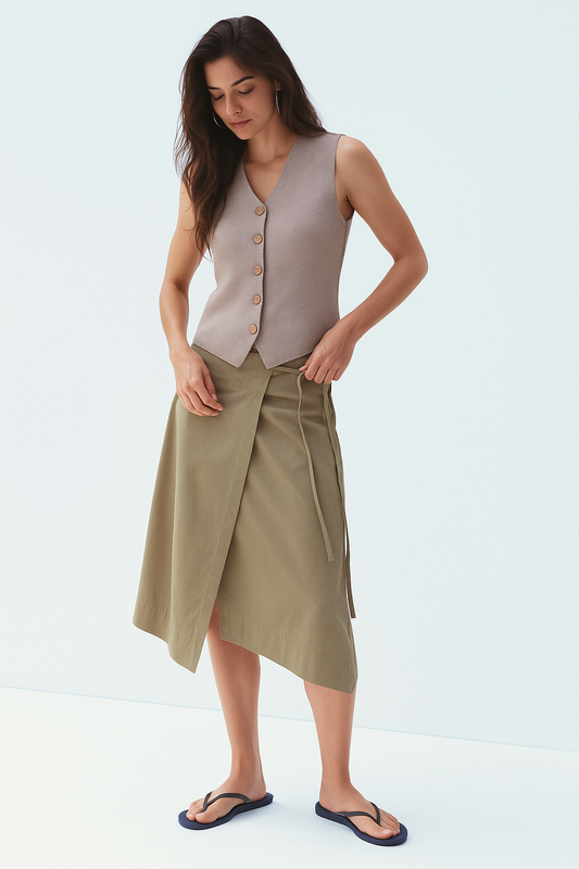 Beige Polyester Sleeveless Top