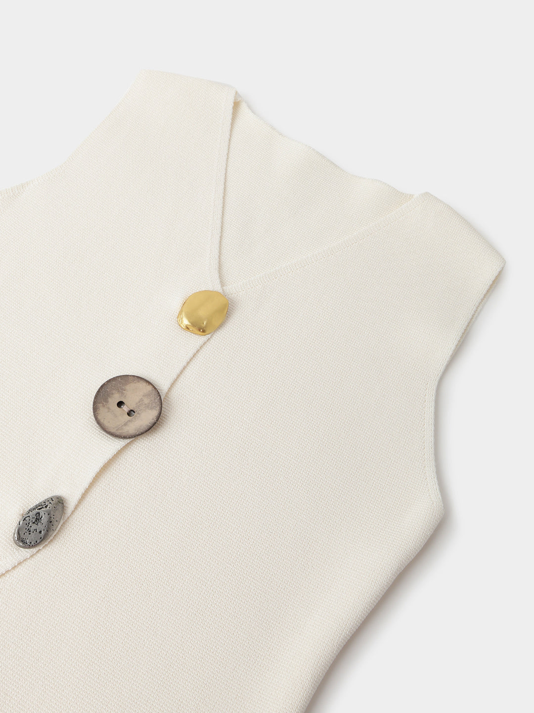 Cream Polyester Sleeveless Top