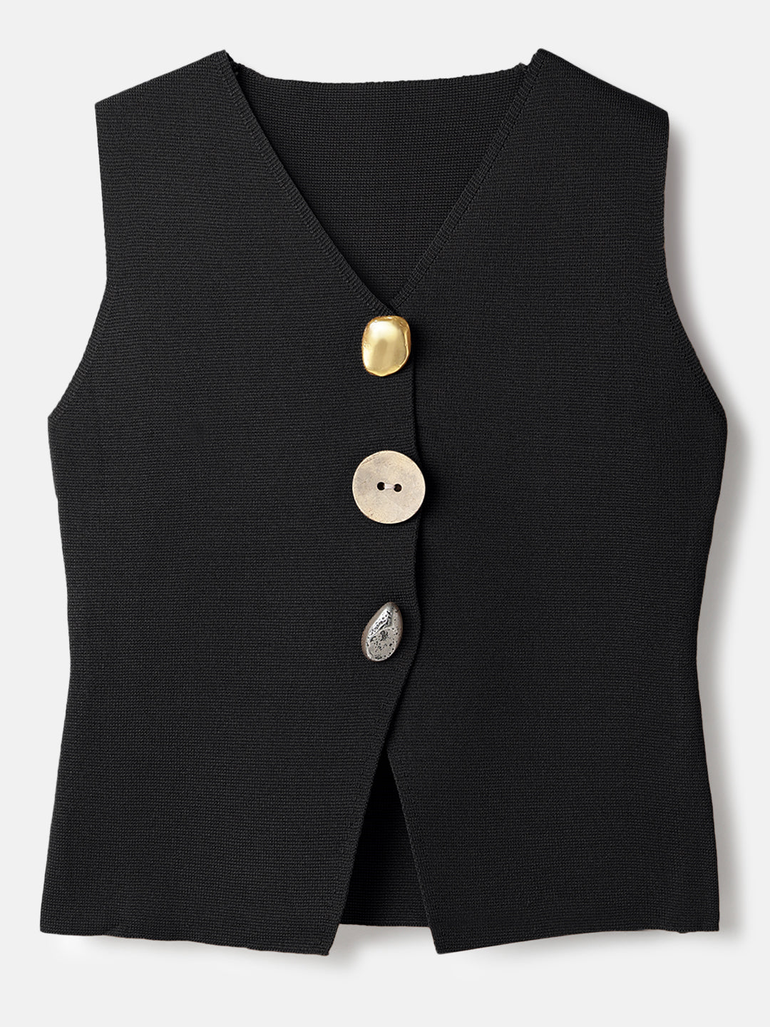 Black Polyester Sleeveless Top