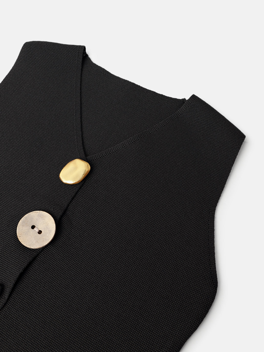 Black Polyester Sleeveless Top