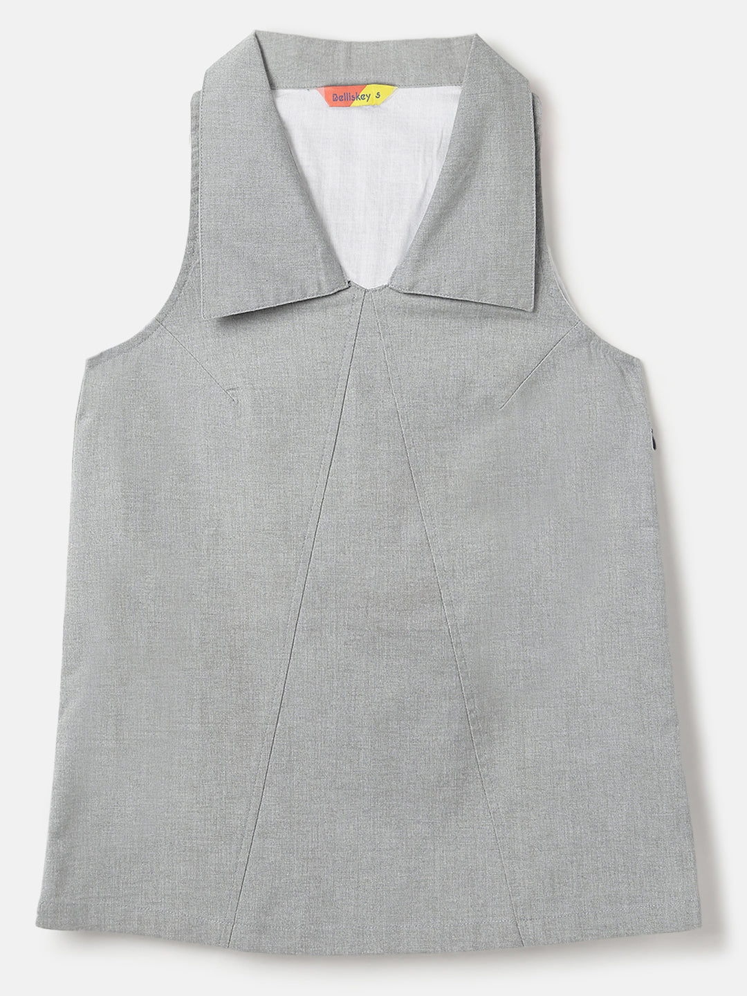 Grey Cotton Crop Waistcoat Top