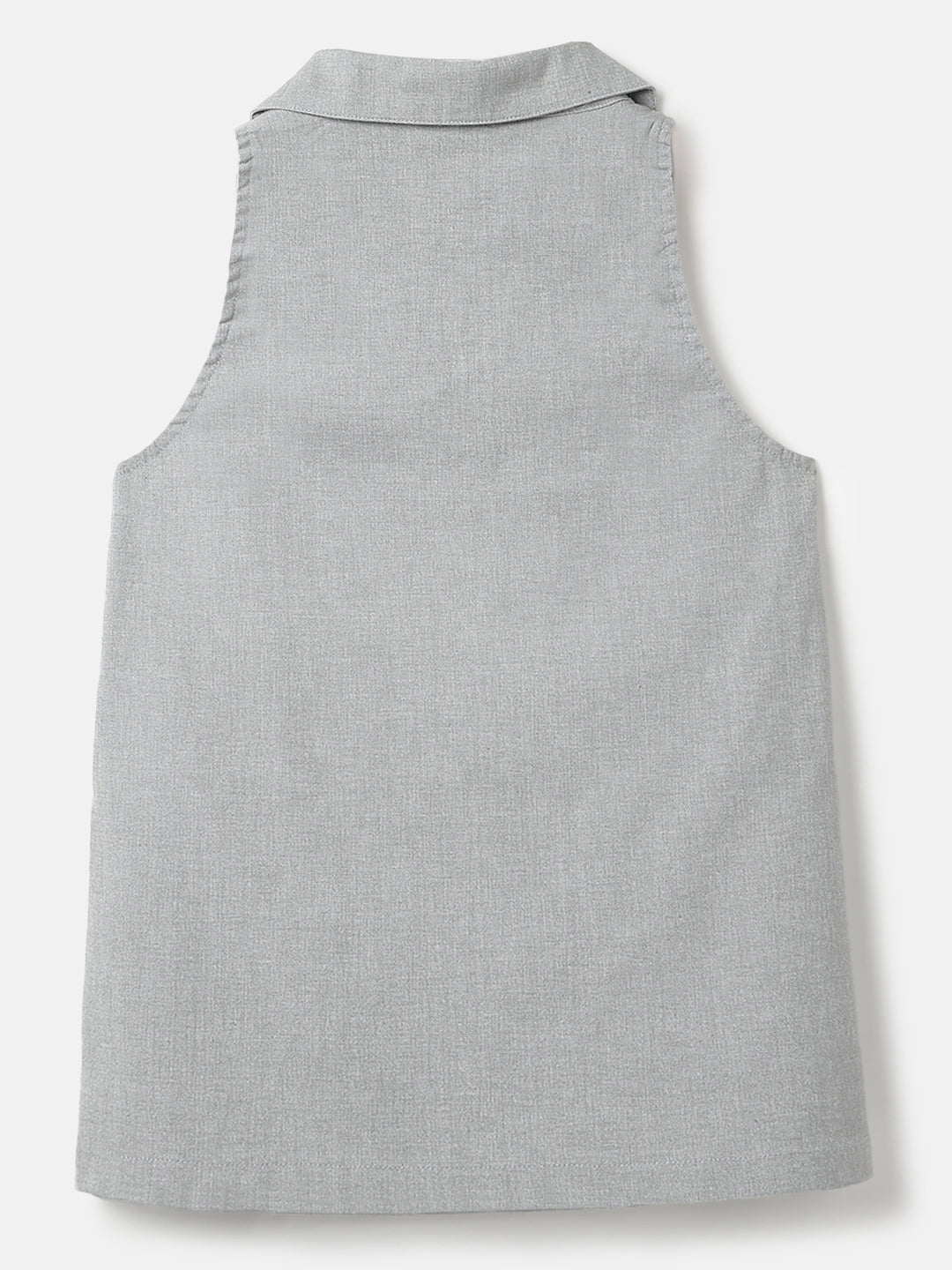 Grey Cotton Crop Waistcoat Top