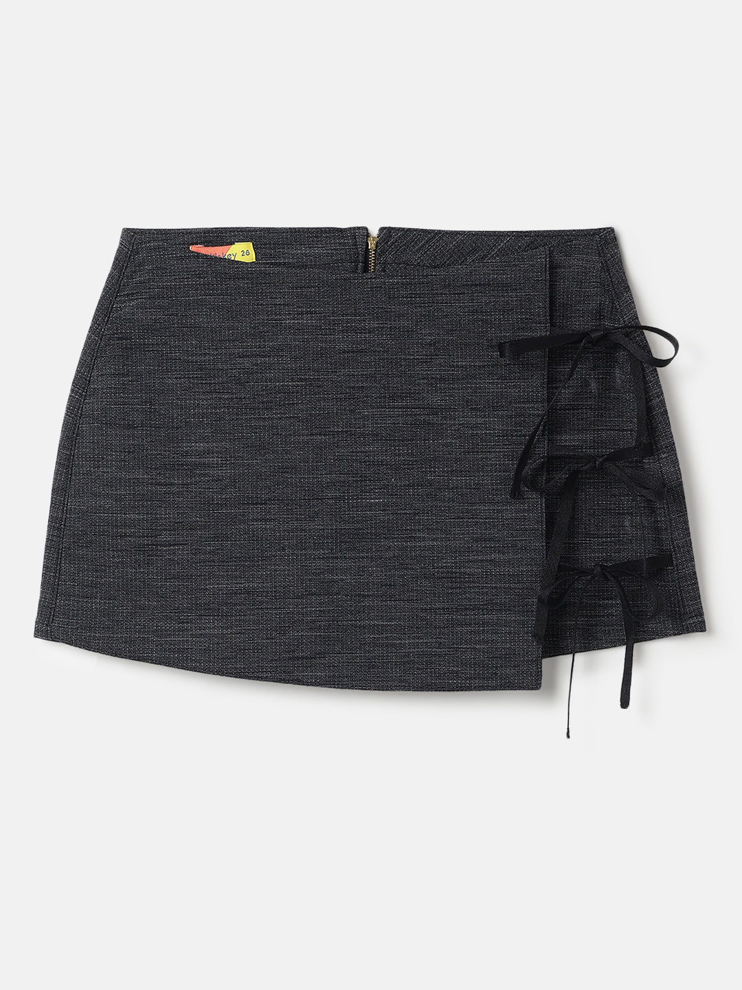 Black Wrap Style Mini Denim Skirt