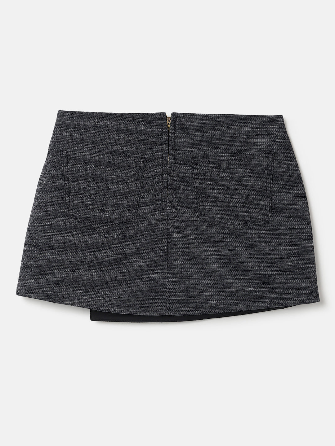 Black Wrap Style Mini Denim Skirt