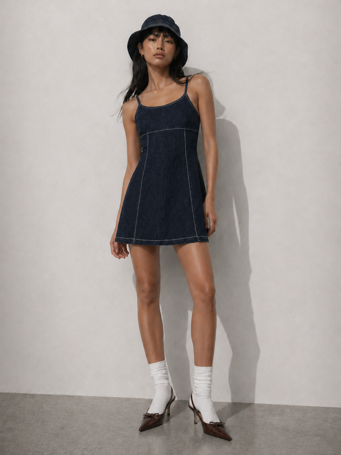 Dark Blue Regular Fit Denim Mini Dress