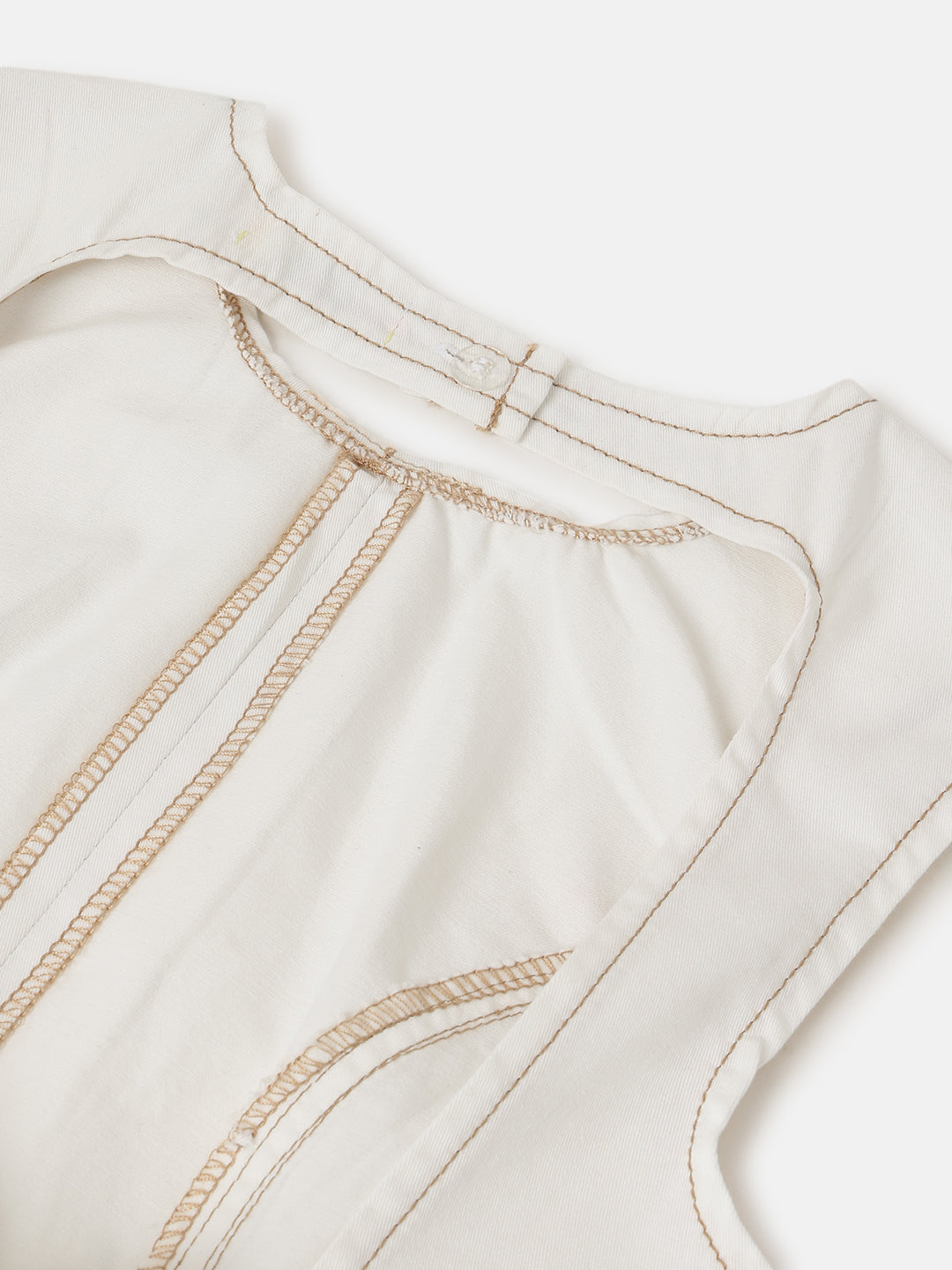 White Round Neck Sleeveless Top with Open Back Bow Tie
