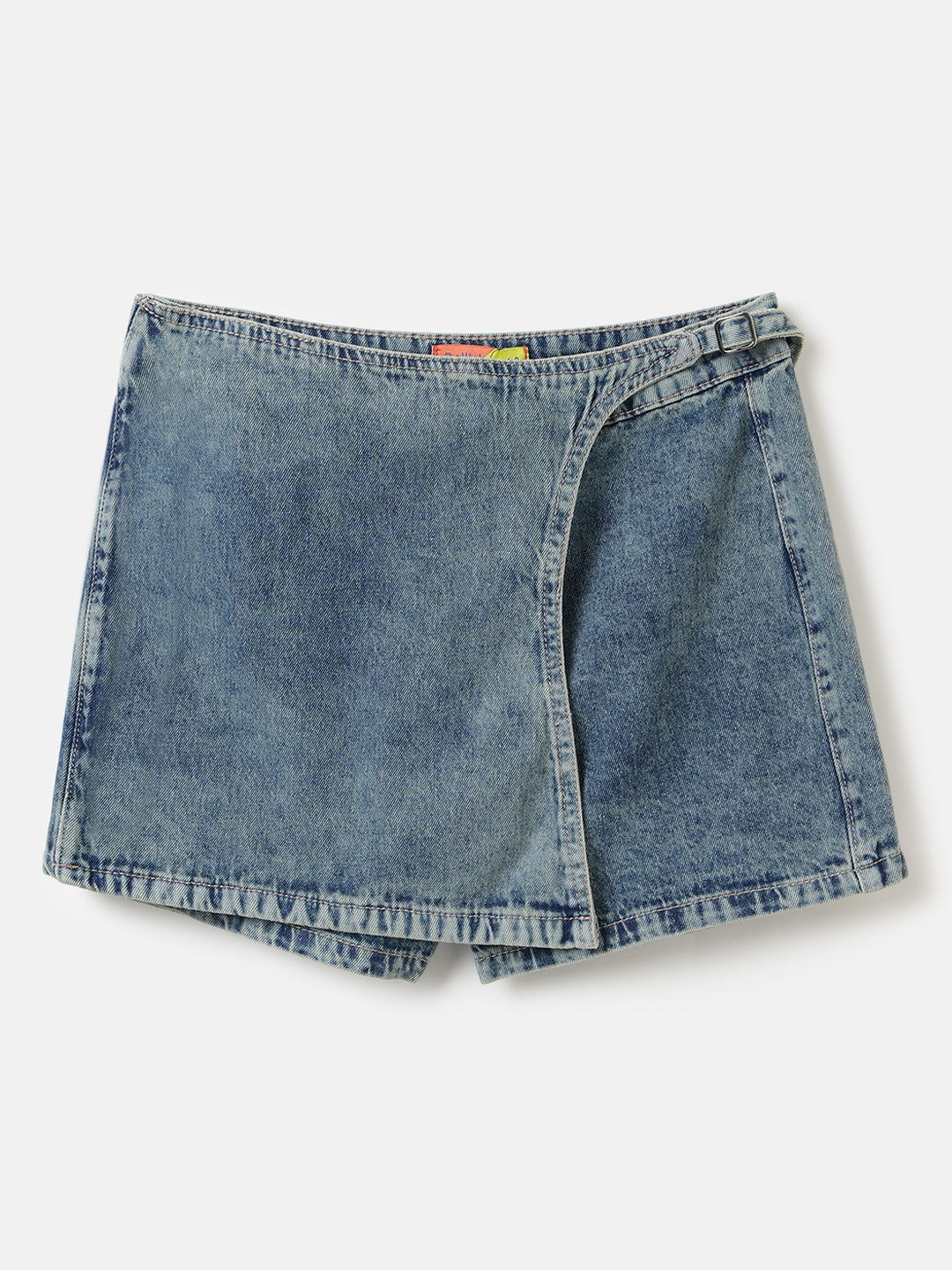 Blue Denim Wrap Mini Skorts