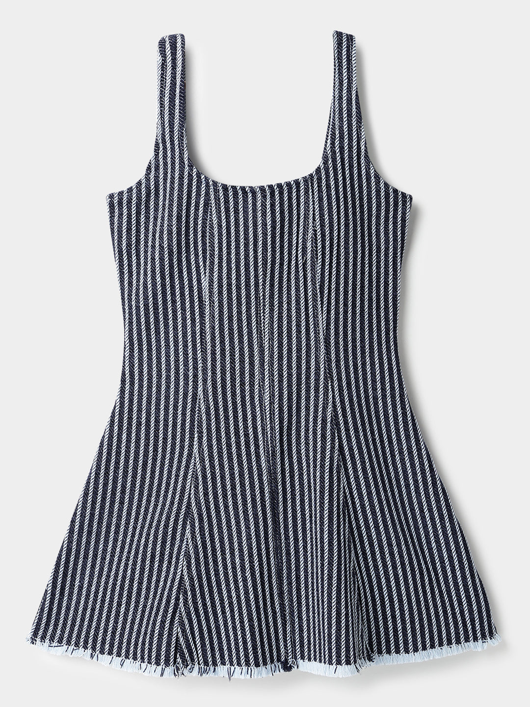 Blue Denim Striped Mini Dress