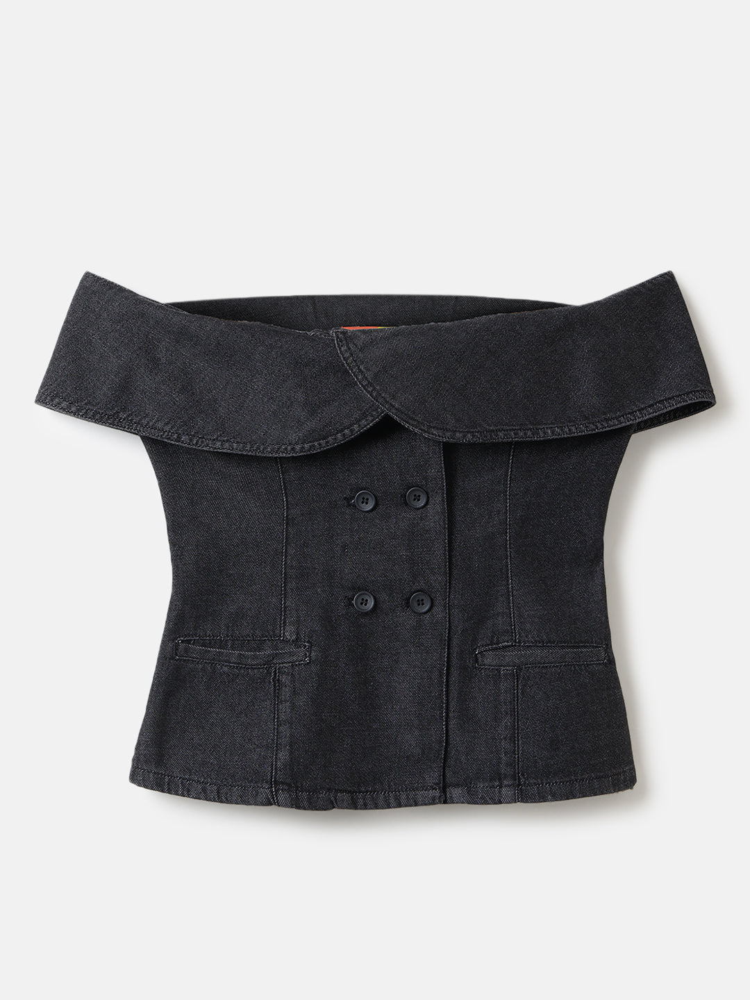Black Denim Corset Crop Top