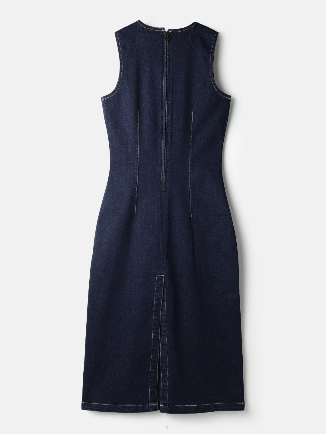 Dark Blue Denim Midi Dress
