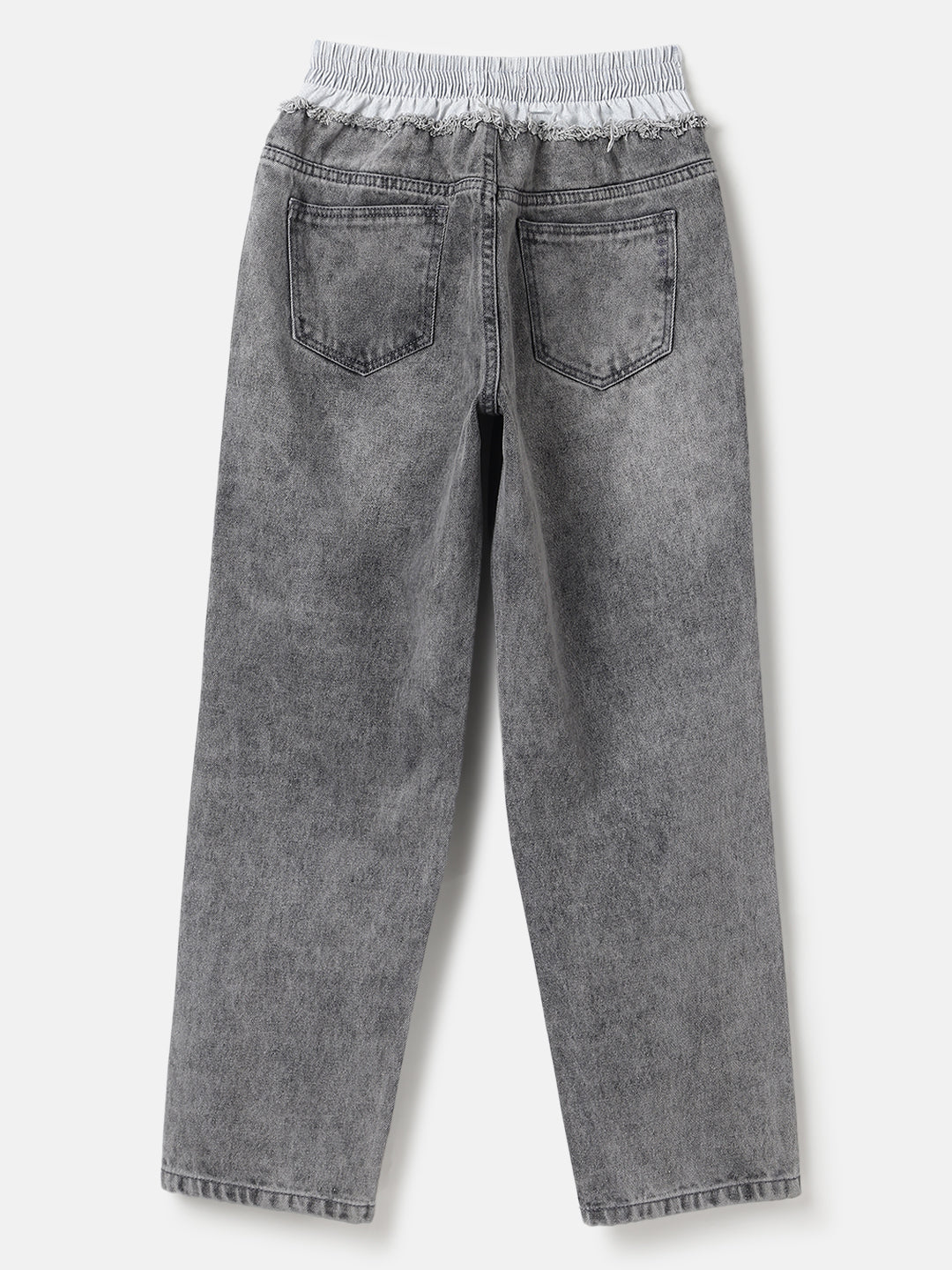 Grey Baggy Fit Denim Washed Jeans